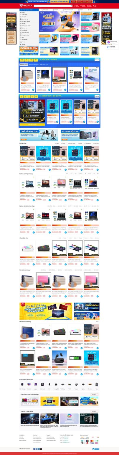 Theme wordpress bán thiết bị máy tính laptop giống Gearvn